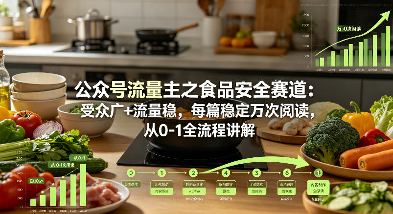 公众号流量主之食品安全赛道，受众广+流量稳，每篇作品稳定万次阅读，从0-1全流程讲解-办公驿站