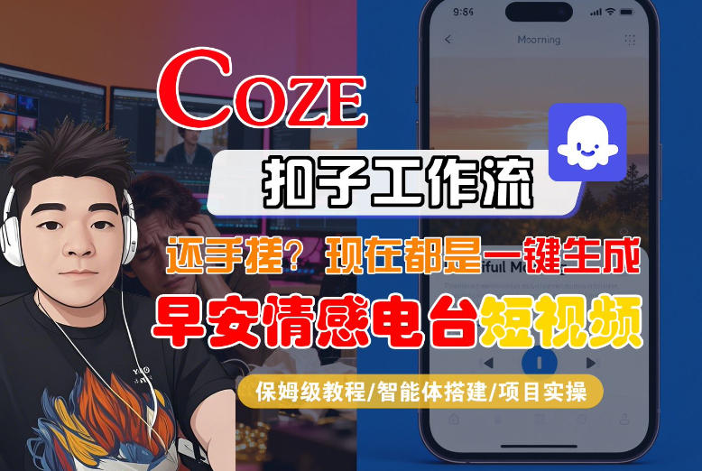 【Coze工作流搭建实操教程】【coze】早安情感电台日签视频还在手动做？用扣子工作流自动生成，省时90%-办公驿站