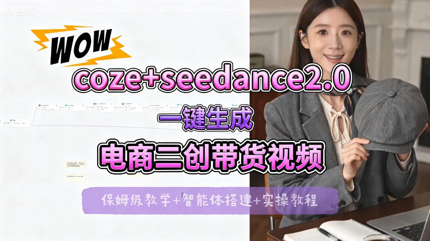 【Coze工作流搭建实操教程】seedance2.0+coze一键生成电商二创带货视频，全流程保姆级教学-办公驿站