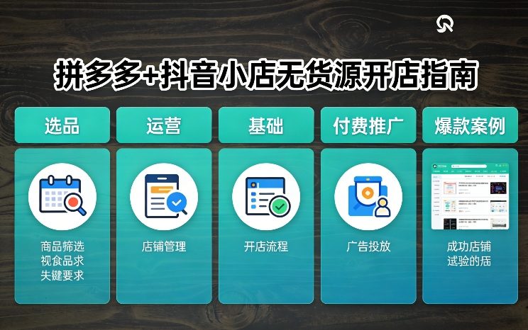 拼多多+抖音小店无货源开店，包括：选品、运营、基础、付费推广、爆款案例等(更新26年3月)-办公驿站