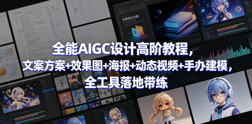 全能AIGC设计高阶教程，文案方案+效果图+海报+动态视频+手办建模，全工具落地带练-办公驿站