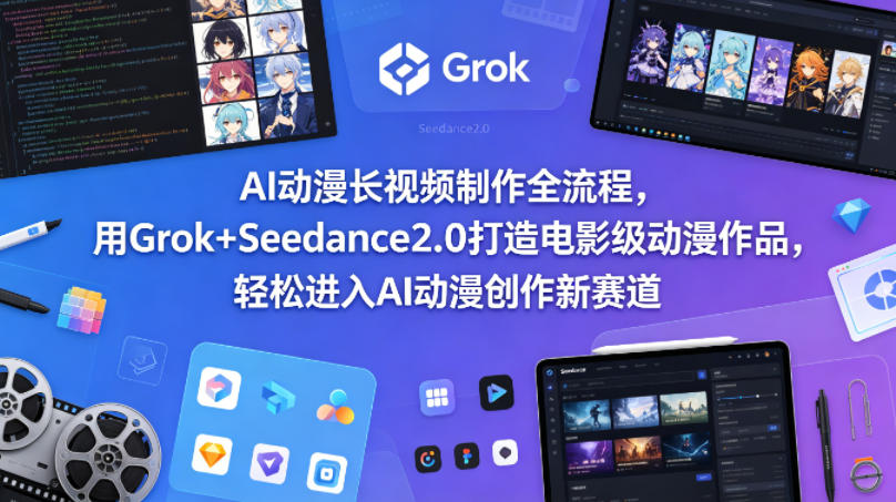 AI动漫长视频制作全流程，用Grok+Seedance2.0打造电影级动漫作品，轻松进入AI动漫创作新赛道-办公驿站