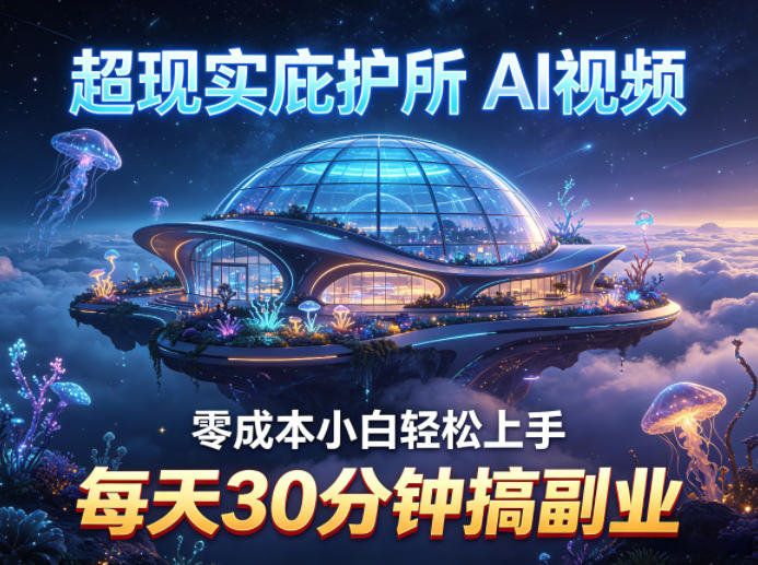 超现实庇护所AI视频项目拆解，零成本小白轻松上手，每天30分钟搞副业-办公驿站