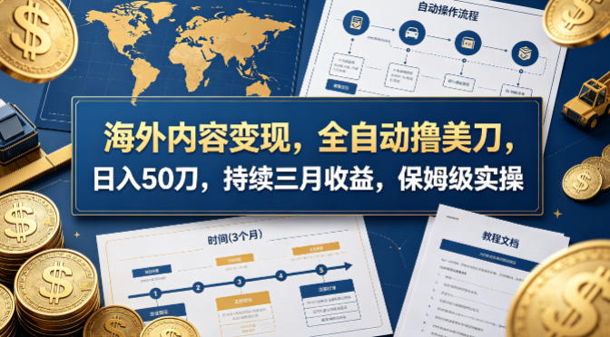 海外内容变现，全自动撸美刀，日入50刀，持续三月收益，保姆级实操【揭秘】-办公驿站
