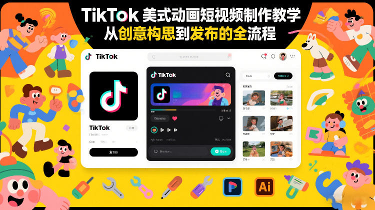 TikTok美式动画短视频制作教学，从创意构思到发布的全流程-办公驿站