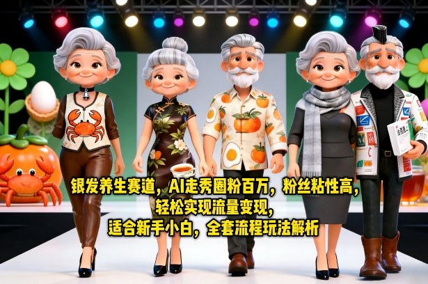 银发养生赛道，AI走秀圈粉百万，粉丝粘性高，轻松实现流量变现，适合新手小白，全套流程玩法解析-办公驿站