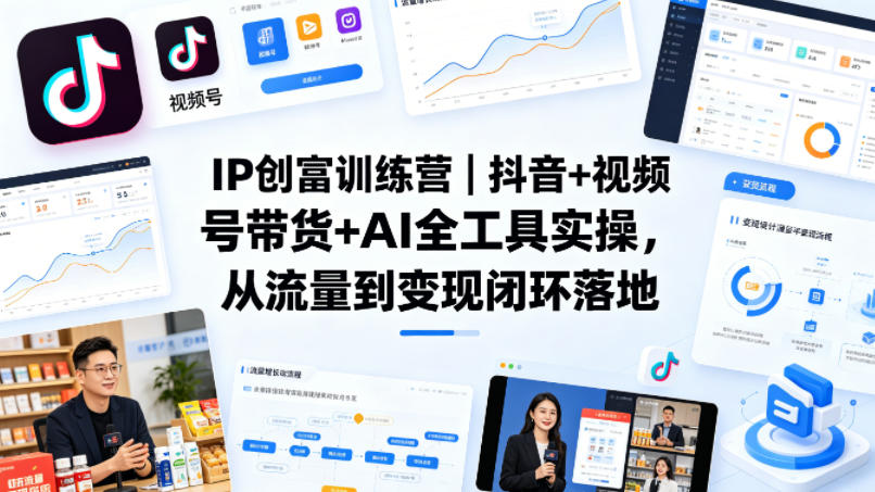 IP创富训练营｜抖音+视频号带货+AI全工具实操，从流量到变现闭环落地-办公驿站