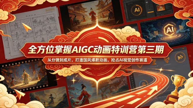 全方位掌握AIGC动画特训营第三期，从分镜到成片，打造国风爆款动画，抢占AI视觉创作赛道红利-办公驿站