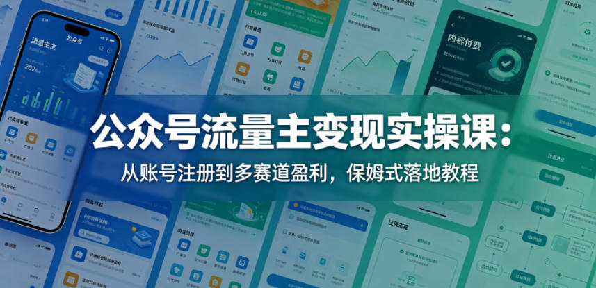 公众号流量主变现实操课：从账号注册到多赛道盈利，保姆式落地教程-办公驿站