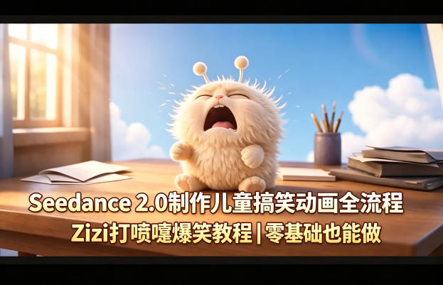 Seedance 2.0制作儿童搞笑动画全流程Zizi打喷嚏爆笑教程｜零基础也能做-办公驿站