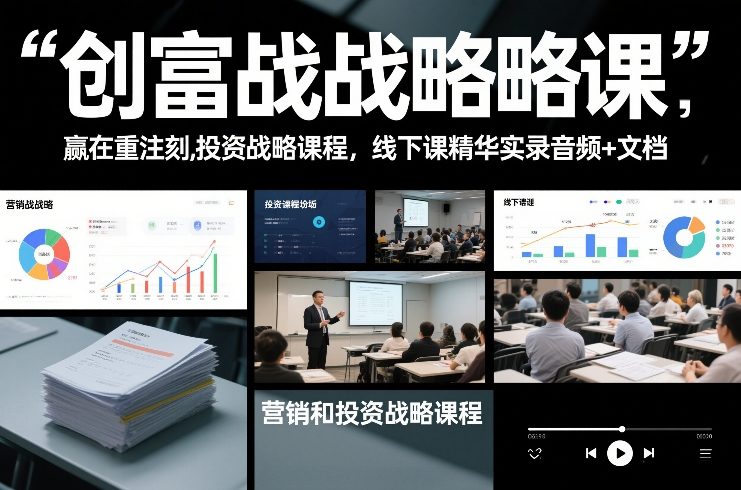 创富战略课，赢在重注时刻，营销和投资战略课程，线下课精华实录音频+文档-办公驿站