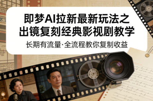即梦AI拉新最新玩法之出镜复刻经典影视剧教学，长期有流量，全流程教你复制收益-办公驿站