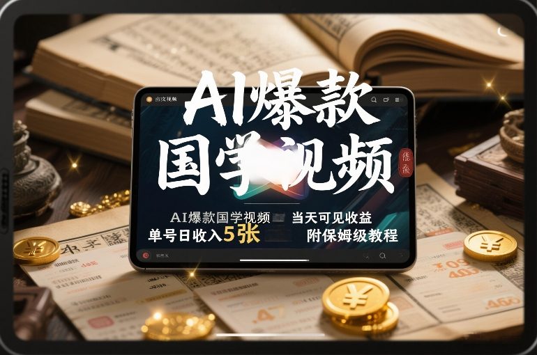 AI爆款国学视频，独家起号方法，小白直接上手，当天可见收益，单号日收入5张+附保姆级教程-办公驿站