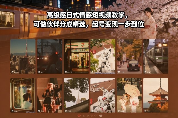 高级感日式情感短视频教学，可做伙伴分成精选，起号变现一步到位-办公驿站
