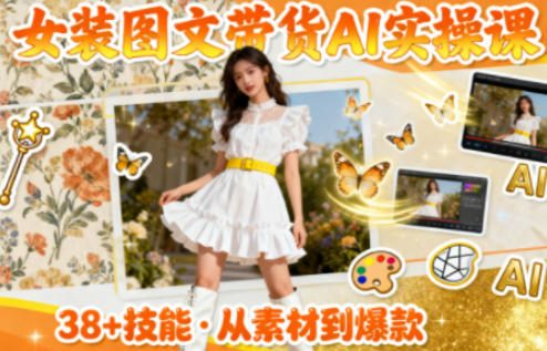 女装图文带货的AI实操课，覆盖38个实用技能，快速提升素材制作效率-办公驿站