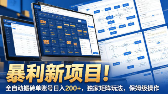 暴利新项目！全自动搬砖单账号日入200+，独家矩阵玩法，保姆级操作【揭秘】-办公驿站