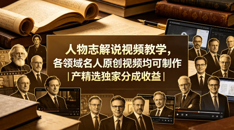 人物志解说视频教学，各领域名人原创视频均可制作丨精选独家分成收益-办公驿站