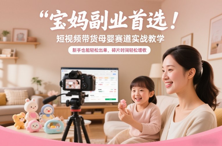 宝妈副业首选！短视频带货母婴赛道实战教学，新手也能轻松出单，碎片时间轻松增收-办公驿站