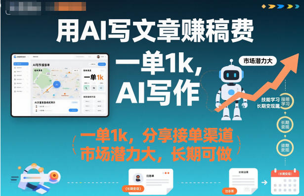 用AI写文章賺稿费，一单1k，分享接单渠道，市场潜力大，长期可做-办公驿站