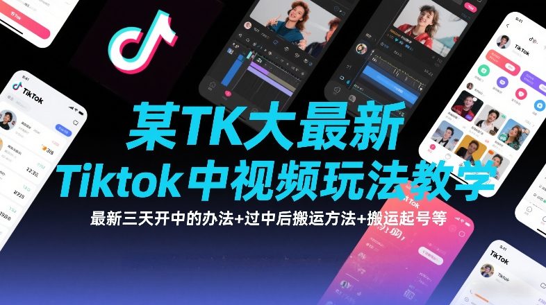 某TK大佬最新Tiktok中视频玩法教学，最新三天开中的办法+过中后搬运方法+搬运起号等-办公驿站