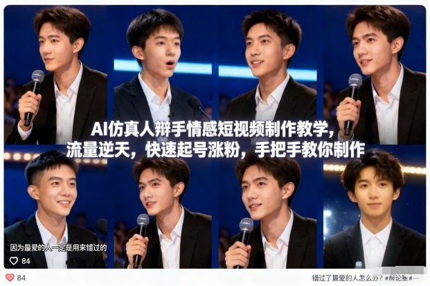 AI仿真人辩手情感短视频制作教学，流量逆天，快速起号涨粉，手把手教你制作-办公驿站