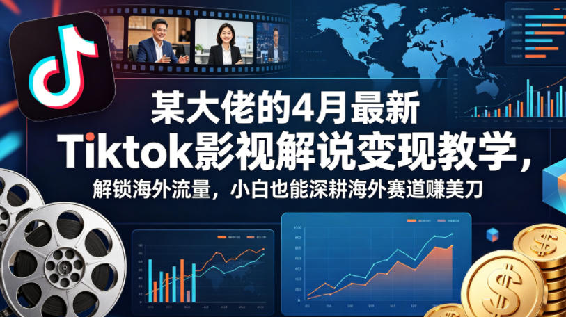 某大佬的4月最新Tiktok影视解说变现教学，解锁海外流量，小白也能深耕海外赛道賺美刀-办公驿站