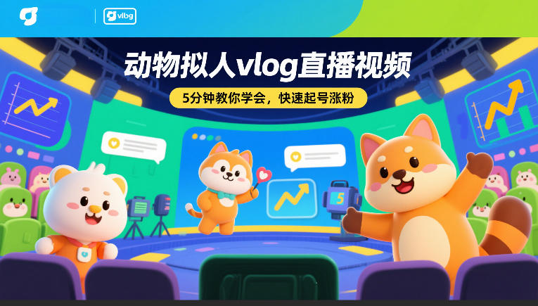 动物拟人vlog直播视频，5分钟教你学会，快速起号涨粉-办公驿站