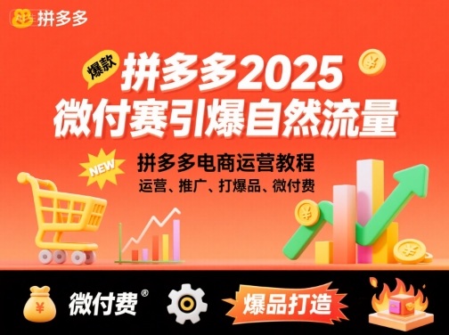 拼多多2025微付费引爆自然流量，拼多多电商运营教程，运营、推广、打爆品、微付费（更新）-办公驿站