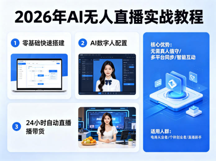 2026年AI无人直播实战教程，零基础也能快速搭建AI数字人无人直播间，实现24小时自动直播带货-办公驿站