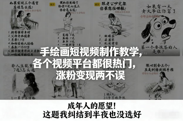 手绘画短视频制作教学，各个视频平台都很热门，涨粉变现两不误-办公驿站