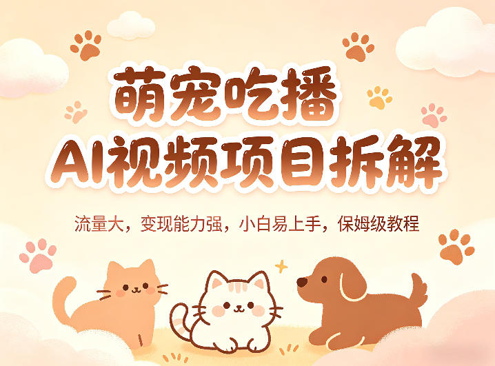 萌宠吃播AI视频项目拆解，流量大，变现能力强，小白易上手，保姆级教程-办公驿站