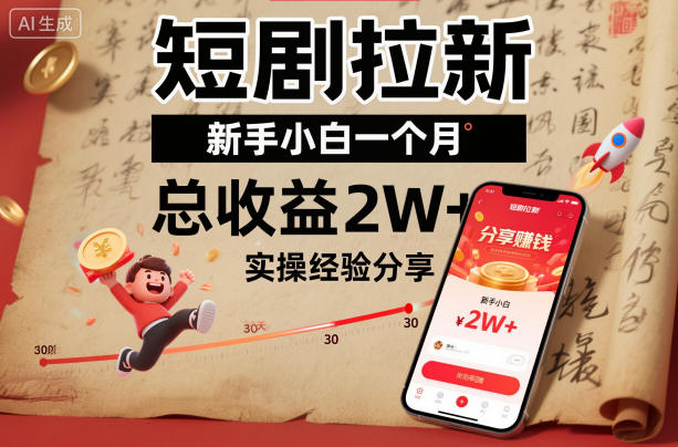 短剧拉新新手小白一个月总收益2W+实操经验分享-办公驿站