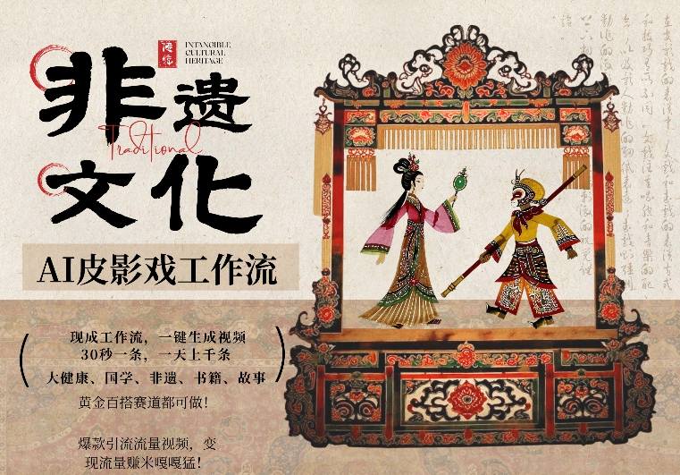 AI一键生成民俗文化非遗皮影戏视频，一刀不剪无需剪辑，30S一条，一天上百条，流量财富嘎嘎猛-办公驿站
