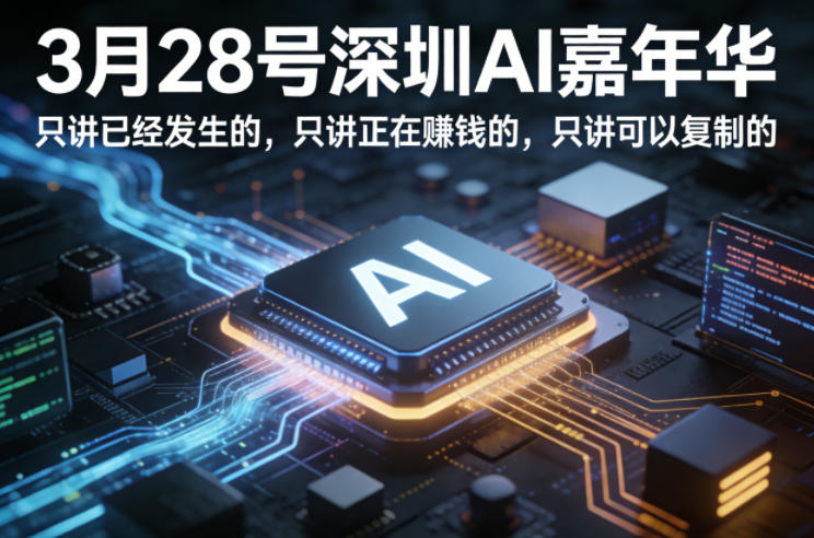 3月28号深圳AI嘉年华，只讲已经发生的，只讲正在賺钱的，只讲可以复制的-办公驿站