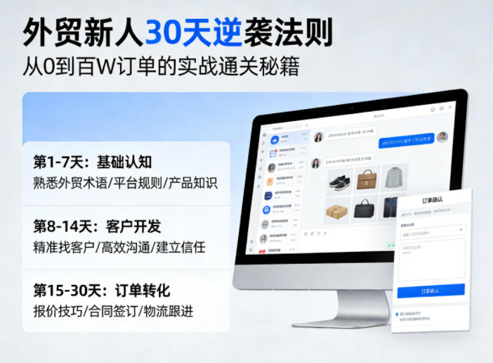 外贸新人30天逆袭法则，教你从0到百W订单的实战通关秘籍-办公驿站