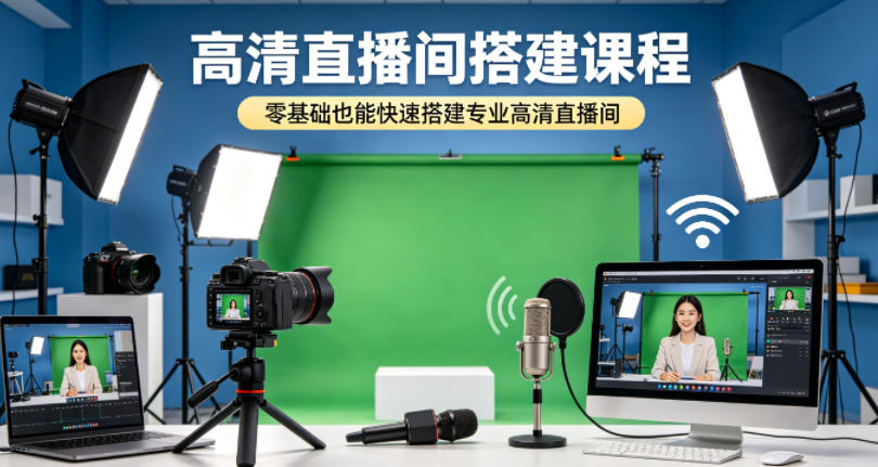 高清直播间搭建课程，零基础也能快速搭建专业高清直播间-办公驿站