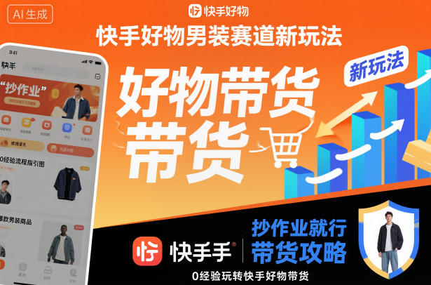 快手好物男装赛道新玩法，抄作业就行，0经验玩转快手好物带货-办公驿站