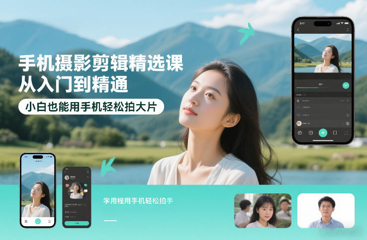 手机摄影剪辑精选课，从入门到精通，小白也能用手机轻松拍大片-办公驿站