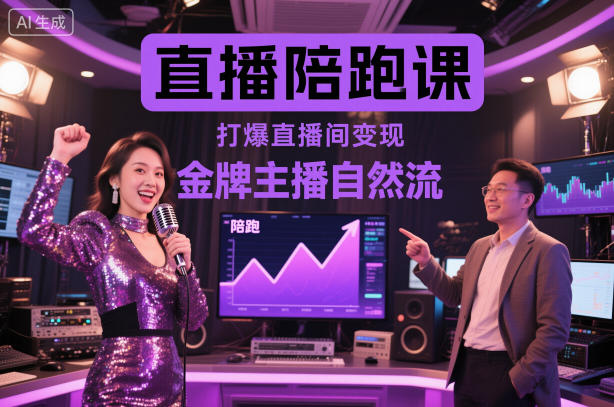 直播陪跑课，金牌主播自然流打爆直播间，复制高变现玩法-办公驿站