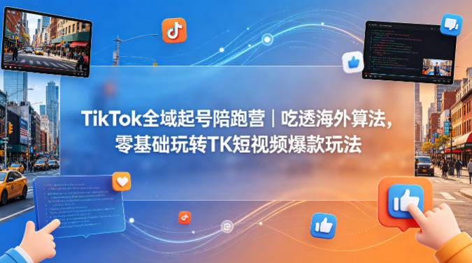 TikTok全域起号陪跑营｜吃透海外算法，零基础玩转TK短视频爆款玩法-办公驿站