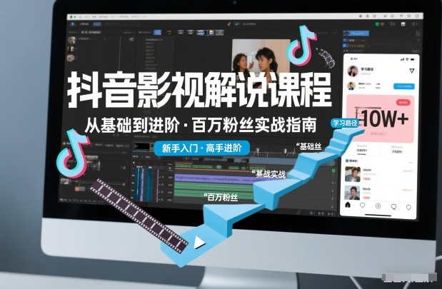 抖音百万粉丝影视解说课程，基础到进阶课，适合新手和进阶学习-办公驿站