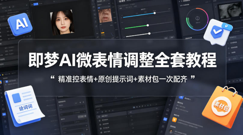即梦AI微表情调整全套教程，精准控表情+原创提示词+素材包一次配齐-办公驿站