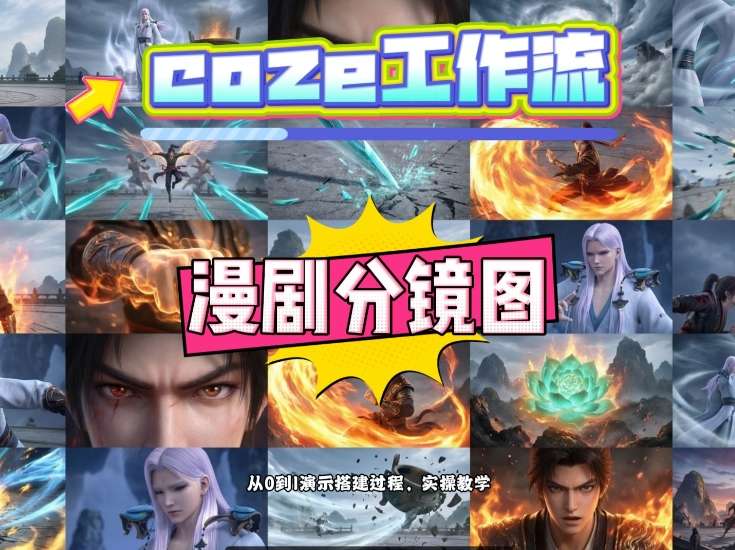 通过Coze工作流，制作《动漫分镜图》，两分钟制作完成25宫格分镜图，从0到1演示搭建过程，实操教学-办公驿站