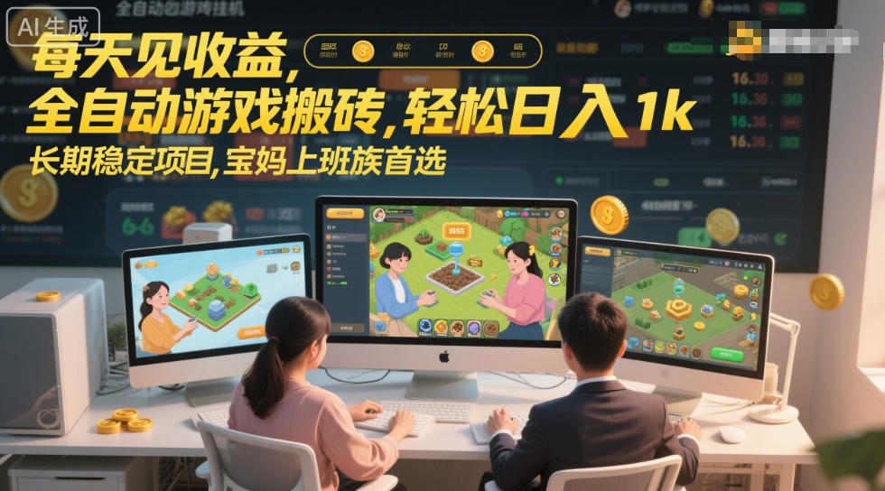 每天见收益，全自动游戏搬砖，轻松日入1k，长期稳定项目，宝妈上班族首选【揭秘】-办公驿站