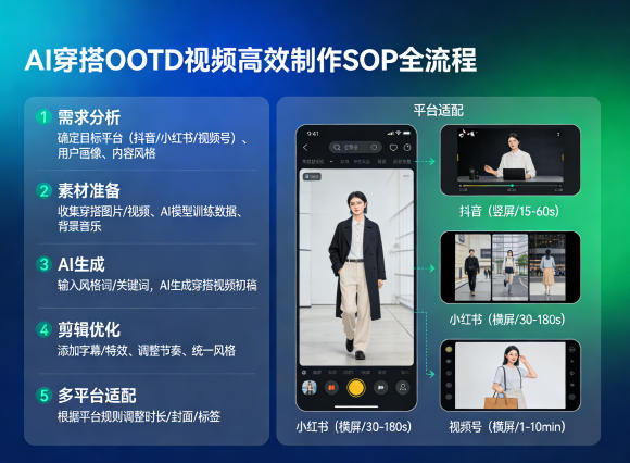 AI穿搭OOTD视频高效制作SOP全流程，适配抖音小红书视频号全平台-办公驿站