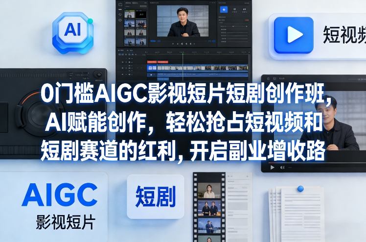 0门槛AIGC影视短片短剧创作班，AI赋能创作，轻松抢占短视频和短剧赛道的红利，开启副业增收路-办公驿站