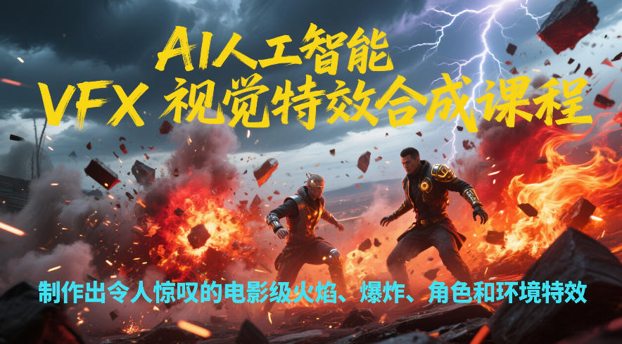 AI人工智能VFX视觉特效合成课程，制作出令人惊叹的电影级火焰、爆炸、角色和环境特效-办公驿站