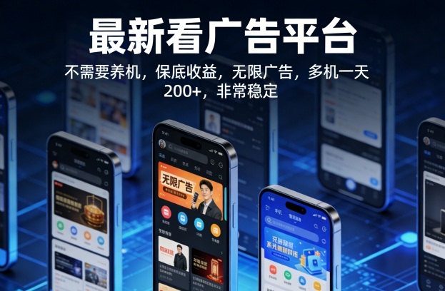 最新看广告平台，不需要养机，保底收益，无限广告，多机一天200+，非常稳定【揭秘】-办公驿站