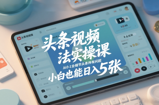 头条视频玩法实操课，从0-1全细节头条所有问题，小白也能日入5张-办公驿站