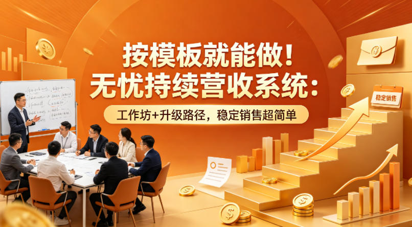 按模板就能做！无忧持续营收系统：工作坊+升级路径，稳定销售超简单【原创双语字幕】-办公驿站